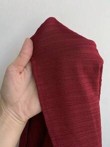 Feyla 女士复古优雅简约纯色方领荷叶袖蕾丝胸前褶裥系腰连衣裙，春秋季 - 紅木色 - 查看 7