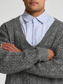 Musero Extreme V Neck Long Sleeve Oversized Drop Shoulder Knit Jumper Sweater Winter Essentials Knitwear - Dark Green - View 2