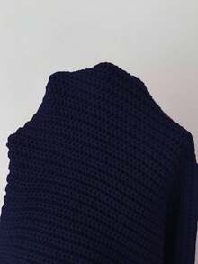 Rafferiza 女士时尚简约纯色前开襟短款开衫，秋季款 - 藏蓝色 - 查看 6