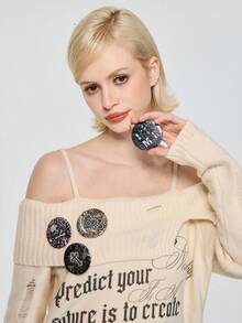 ROMWE Anime Rhinestone Cross, Skull, Bat, Leopard, Snake, Spider Web Brooch Pins, Suitable For Brazilian Carnival, Halloween, Day Of The Dead, Goth Style Accessories