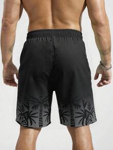 Zalmeno Quần short đi biển họa tiết cây cọ cỡ lớn có dây rút dành cho nam, phong cách Hawaii - Nhiều màu - Xem 2
