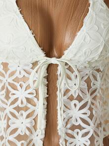 Bellisia Women's 3D Floral Fabric Beige Full Coverage Cute Camisole Bikini Top - Beige - View 5