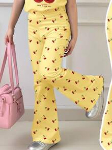 Bộ 2 món áo thun cổ tròn tay ngắn dáng rộng thoải mái và quần ống loe ôm sát, màu vàng kem, thời trang retro, phù hợp với mọi mùa - trắng - Xem 4