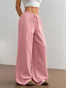 Flirla Women's Super Low Rise Casual Cotton Straight Leg Pants Fall Cloth For Women - Pink - View 4