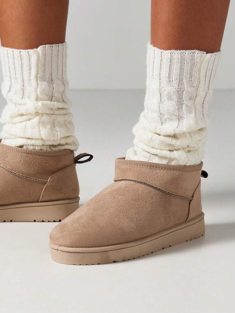 MISSGUIDED Suede Ankle Boots With Black Pull Tab Details Winter Platform Sole Cozy Fall Footwear