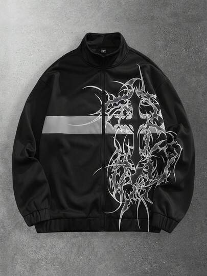 Street Life Sudadera con estampado gráfico para hombre, sudadera de manga larga de moda