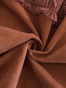 Florisole Vintage Italian Style Pleated Maillard Color Deer Velvet Top, Suitable For Spring, Autumn And Winter - Brown - View 7