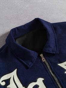 PAVTROS Men's Letter Print Long Sleeve Zip Front Casual Jacket Zip Up Jacket Graphic Y2k Zip Up Jacket Y2k Anime Jacket Jacket Graphic