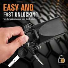 Besper 汽车方向盘锁，带安全带扣，坚固耐用，通用防盗装置锁，适用于卡车，坚固的防盗锁扣，汽车锁，汽车方向盘通用防盗锁 - 彩色 - 查看 5