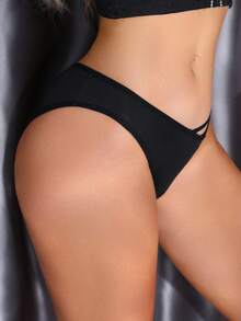 MidnightGlam 1pc Women's Metallic Butterfly Side Thong Panty