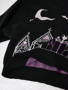 ROMWE Goth Suéter de cuello alto de talla grande para mujer con patrón ...