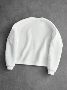 Manfinity EMRG 男士街头风流行INS风十字绣卫衣，适合音乐节、夜店、酒吧等场合，也可作为男友/老公礼物、周年纪念礼物，白色圆领 - 白色 - 查看 4