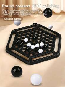 大力神推棋，四方二合一桌面游戏棋，黑白策略棋，家庭聚会互动游戏道具，节日派对玩具和礼物 - 二合一黑白遊戲棋 - 查看 4