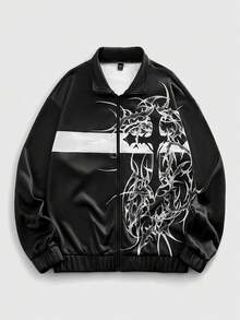 ROMWE MEN Street Life Sudadera con estampado gráfico para hombre, sudadera de manga larga de moda - Negro - Ver 5