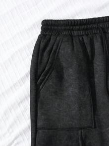 两件套少女Y2K美学超大闪亮水钻蝴蝶结装饰长袖保暖内衬宽松舒适运动裤套装，适合秋冬季日常休闲穿着、街头风、周末外出。 - 黑色 - 查看 5