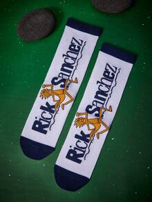 Rick and Morty X SHEIN 1 Pair Women's Comfortable Contrast Color Letter & Cartoon Figure Graphic Mid-Calf Socks