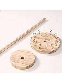 Haus Hana Round Wooden Necklace Organizer Rack With 12–18 Hooks – Elegant Desktop Display For Necklaces, Bracelets & Jewelry - Wood Color - View 9