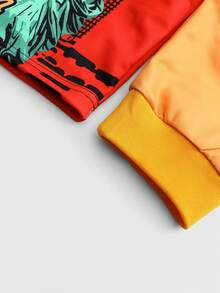 ROMWE MEN Street Life Felpa casual da uomo con colletto polo, maniche lunghe e stampa digitale di lettere - Multicolore - Visualizzare 5