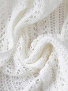 Qadelle Robe en tricot à col en V fendu, fine et ample, avec design fendu - Beige - Voir 5