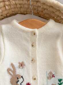 SHEIN Newborn Baby Girl Cute Cartoon Pattern Long Sleeve Sweater Romper, Autumn/Winter - Multicolor - View 5