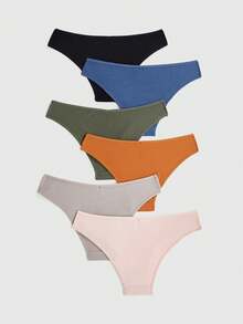 ROMWE 6pcs/Pack High Elastic Casual Briefs - Multicolor - View 2