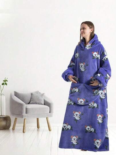 1pc Extra Long Wearable Blanket Hoodie With Sleeves For Adult -Thickened For Autumn And Winter,Super Warm And Cozy Fleece Oversized Hoodie Blanket With Giant Pocket, Blanket Sweatshirt Gifts For Women Men Mom,Oversized Pocket, Machine Washable Uniex Adult Sweatshirt For Indoor/Outdoor Use, Indoor Comfort Wear, Charming Aesthetic, Comfortable Texture, Home Lounging