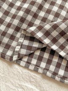 Vintaside Kids 女童格子保暖连衣裙，乡村风格，适合春、秋、冬过渡季节，时尚、优雅、可爱 - 棕色 - 查看 9