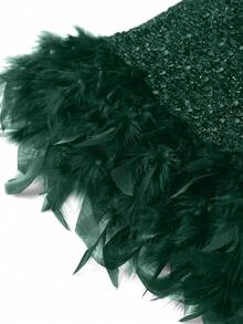 Ellevyn Váy lông vũ chắp vá sequin thời trang mùa hè cỡ lớn - Màu xanh lá cây đậm - Xem 10