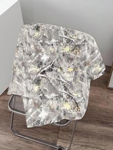 Manfinity Joysei 标准尺码男士时尚灰色树叶迷彩3D字母白色插肩T恤（面料） - 彩色 - 查看 2