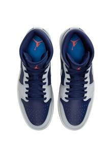 Nike Jordan 1 Mid Men's Shoes Blue DQ8426 - Blue Void/Summit White/Hot Lava/Pure Platinum - View 3