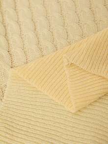 SHEIN VCAY Plus Size Casual Solid Color Drop Shoulder Cardigan, Autumn/Winter - Light Yellow - View 7