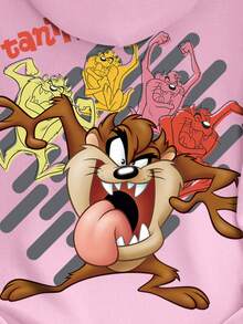 Looney Tunes X Manfinity Manfinity Joysei Áo nỉ có mũ in họa tiết hoạt hình thường ngày cho nam, Thu/Đông - Đỏ - Xem 3