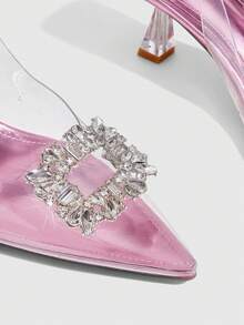 CUCCOO SZL Giày cao gót đi làm thanh lịch dành cho nữ có trang trí đá giả kim cương - Màu tím hoa cà - Xem 3