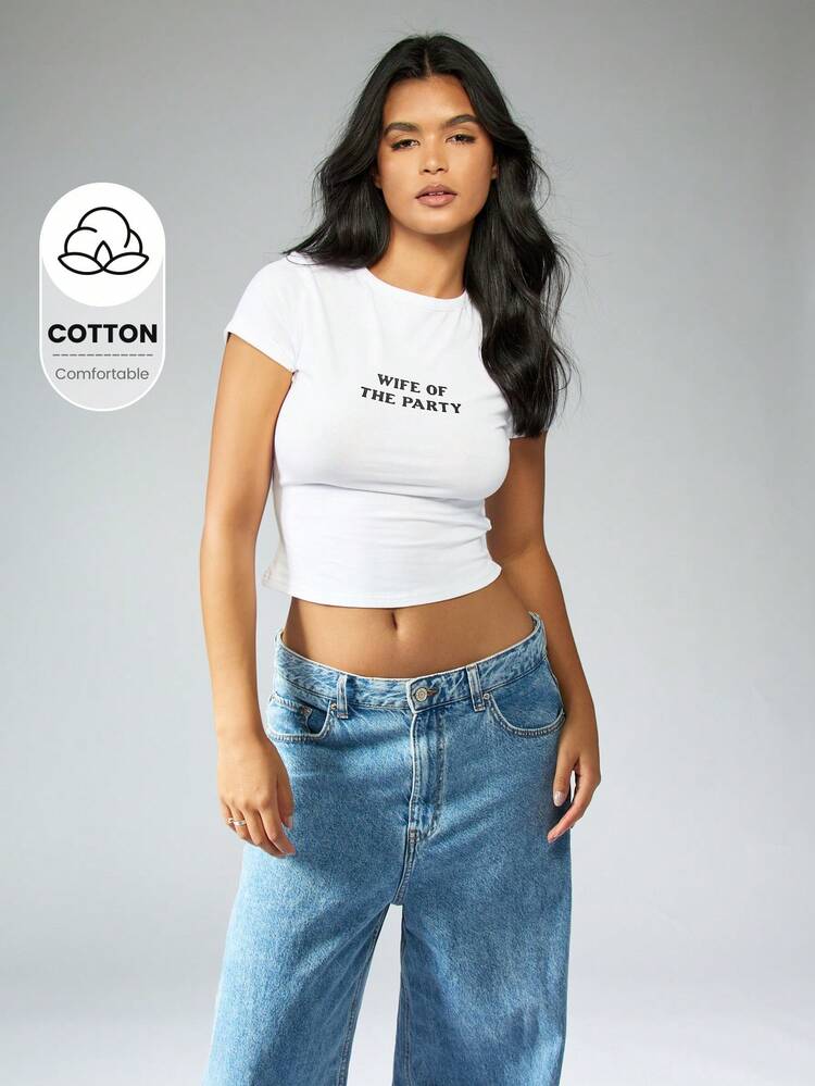 MISSGUIDED Bridal Slogan Short Sleeve Top