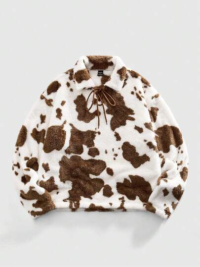 Street Life T-shirt à manches longues col polo avec texture animale pour hommes