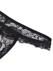 1pc Fashionable Lace Trim Alluring Low-Rise Sexy Men's Underwear