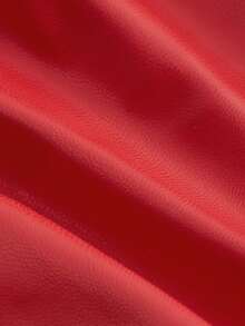 SHEIN Tall CURVE 加大码纯色前中心纽扣装饰 PU 皮革黑色抹胸 - 紅色 - 查看 4