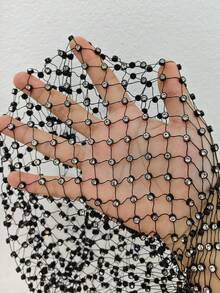 Swim SXY Women's Rhinestone Fishnet Sexy Deep V Neck Crop Top Cover Up Bikini Hollow Out Tank Tops, Suitable For Holiday Parties And Carnivals - Black - View 6