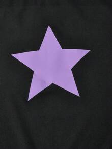 Sparklyn Bộ áo thun cổ tròn in hình ngôi sao dành cho bé gái tuổi teen và quần ống rộng màu xanh ô liu thời trang - Màu tím - Xem 3