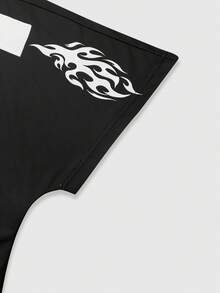 ROMWE MEN Prep 男士V领短袖时尚印花休闲透气夏季T恤 - 彩色 - 查看 4