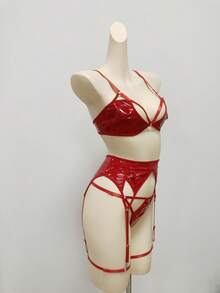 SHEIN 5pcs/Set Women's Solid Color Hollow Sexy Wireless Bra Set