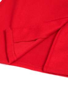 Elegant & Simple Wool Coat For Tween Girls, With Fur Cuffs, Pearl Decorated Buttons, Bow Decor On Chest, Suitable For School, Commuting, Outing, Matching With Long Sleeve Sweater, Pants, Skirt - Red - View 8