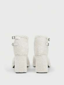 Sugerpunk 女士时尚百搭防水厚底高跟鞋 - 白色 - 查看 4