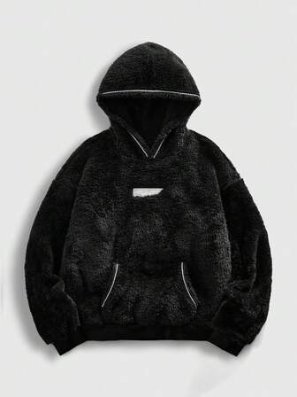 Street Life Herren lässiger modischer Streetwear Hoodie mit Dekor aus Kunstperlenband, Kängurutasche, Herbst/Winter