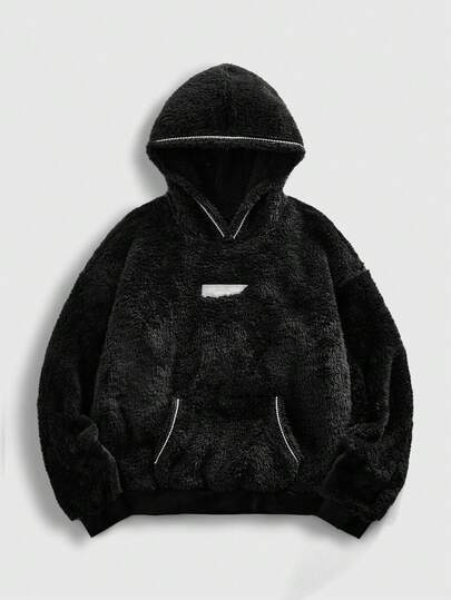 Street Life Herren lässiger modischer Streetwear Hoodie mit Dekor aus Kunstperlenband, Kängurutasche, Herbst/Winter