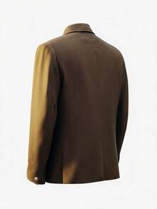 Airaco Conjunto de pantalón y parte superior de manga larga con solapa entallada de tweed de un solo abotonado para hombre - Marrón Mocha - Ver 3