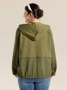 Momelise Sweat-shirt-shirt ample et ample de couleur unie pour femmes grande taille - Vert - Voir 2