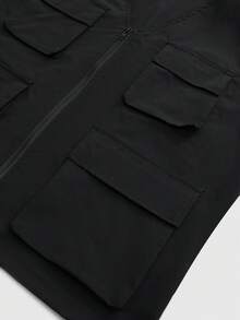 ROMWE MEN Men's Casual Fashion Street Daily Commute Simple Solid Color Flap Pocket Zip-Up Vest - Multicolor - View 4