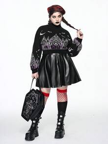 ROMWE Goth Suéter de cuello alto de talla grande para mujer con patrón ...
