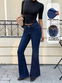 MainGRL Low-Rise 2025 Winter New Slimming Flared Jeans Retro Denim Hot Girl's Leg-Lengthening And Slimming Flared Pants - Dark Wash - View 4